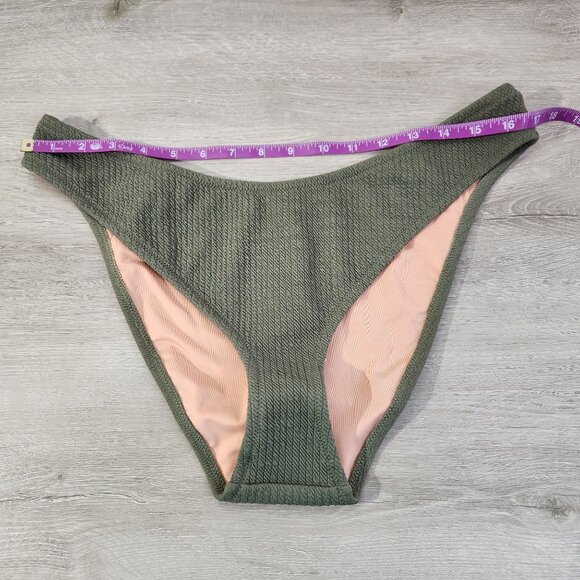J. Crew Green Textured Curved Waist Cheeky Bikini Bottom New With Tags Womens XL - Picture 3 of 16